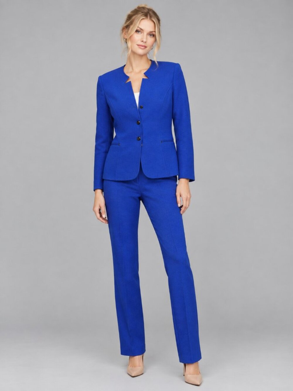 TAHARI Arthur S. Levine Inverted Collar Blazer Jacket Cobalt Blue 16 #A4595